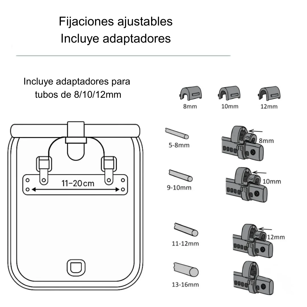 Adaptadores incluidos para la mochila convertible Ali Badawin 28 L